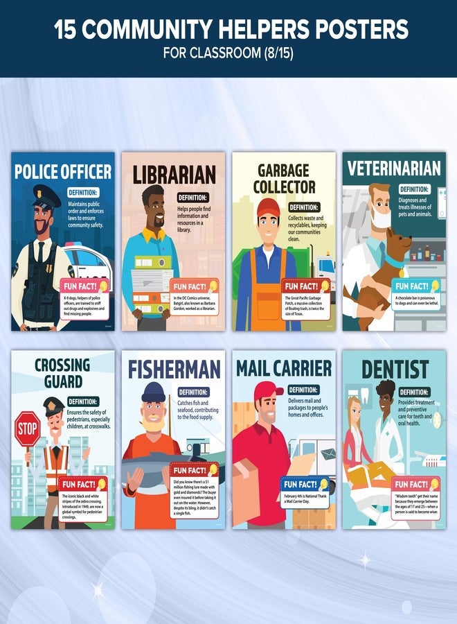 Decorably 15 Community Helpers Posters - 11x14in Career Posters for Daycare & Classroom, Career Day Decorations - Image 2