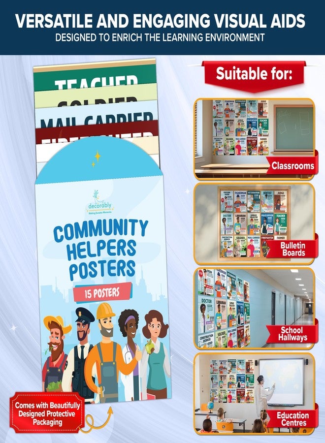 Decorably 15 Community Helpers Posters - 11x14in Career Posters for Daycare & Classroom, Career Day Decorations - Image 5