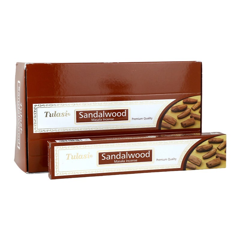 Tulasi Premium Masala Sandalwood Incense Sticks (Agarbatti) for Pooja, Prayer, Meditation & Home Fragrance, 15g, Pack of 12 (1 outer) - Image 1