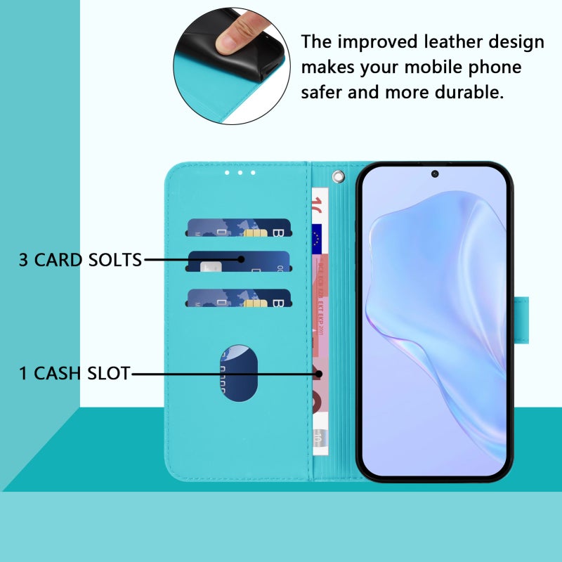 HuHa Case Cover For Tecno Pova 5 Pro 5G Skin Feel Solid Color Leather Phone Case with Lanyard(Lake Blue) - Image 4