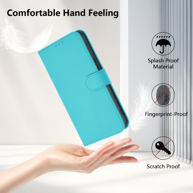 HuHa Case Cover For Tecno Pova 5 Pro 5G Skin Feel Solid Color Leather Phone Case with Lanyard(Lake Blue) - Image 5