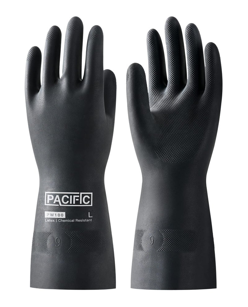 PACIFIC PPE Chemical Resistant Gloves, Heavy Duty Industrial Rubber Gloves, Resist Acid, Alkali and Oil, 12.6", Large - Image 1