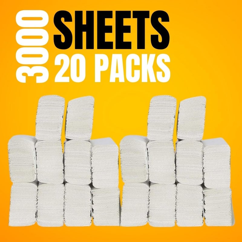 Salwa كرتون مناديل اليد المتداخلة المنقوشة من سلوى - 150 × 20 عبوة (إجمالي 3000 ورقة) - ناعمة وقوية، مثالية للمنزل والمك��ب والمطبخ والحمام - صديقة للبيئة، متعددة الاستخدامات. - Image 2