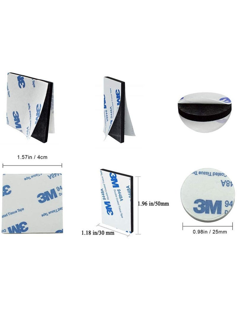 3M 60Pcs  Double Sided Tape Strong Heavy Duty Waterproof Tape Adhesive Foam Pad Tape, Double Sided Foam Tape Strong Pad Mounting,Black Self-Adhesive Tape Include Square Round and Rectangular,for Holding Picture, Walls Picture, Light, Hooks, Home, Office - Image 2
