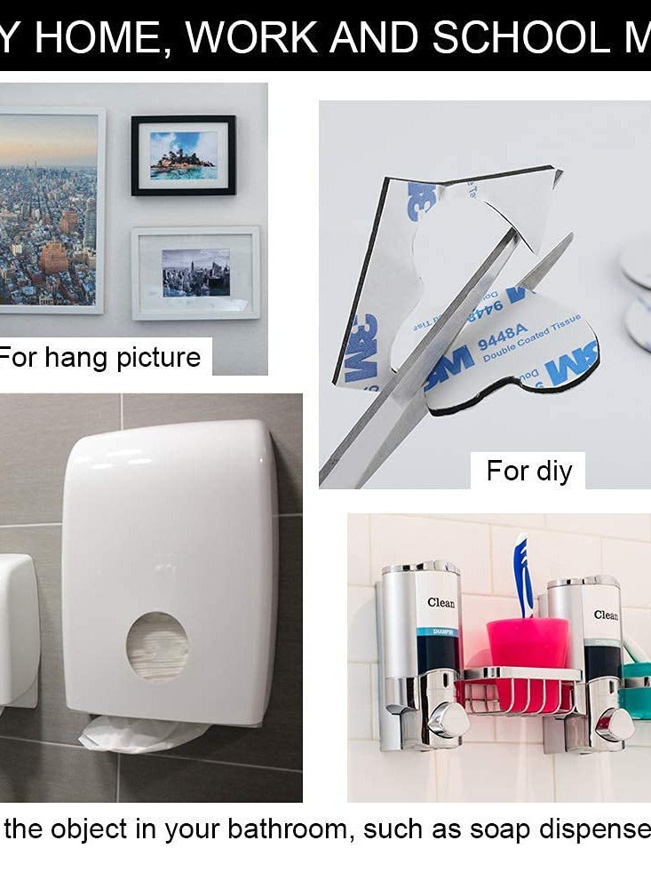 3M 60Pcs  Double Sided Tape Strong Heavy Duty Waterproof Tape Adhesive Foam Pad Tape, Double Sided Foam Tape Strong Pad Mounting,Black Self-Adhesive Tape Include Square Round and Rectangular,for Holding Picture, Walls Picture, Light, Hooks, Home, Office - Image 5