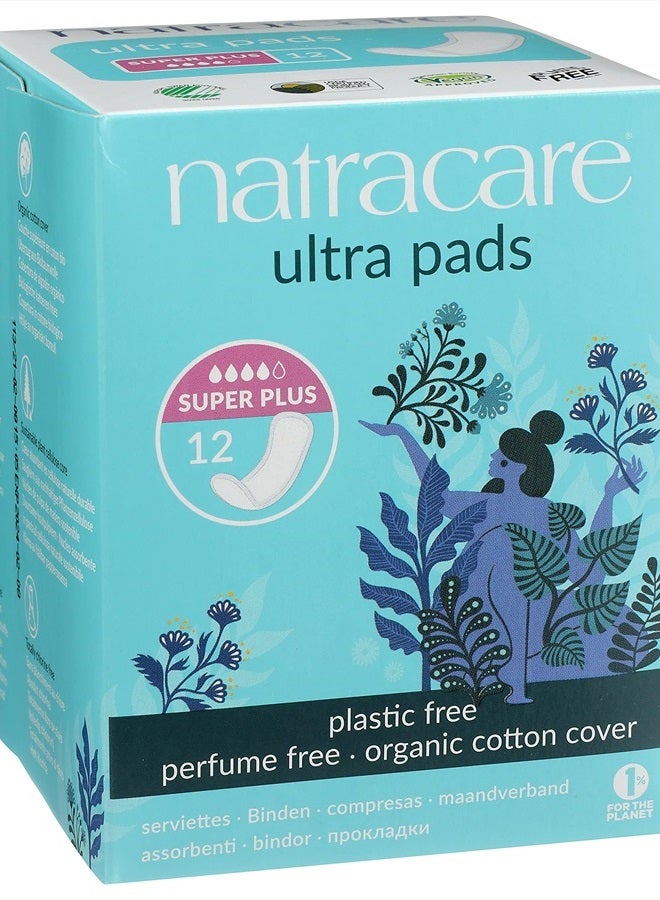 Natracare Slim Fitting Ultra Pads with Wings, Super Plus, Made with Certified Organic Cotton, Ecologically Certified Cellulose Pulp and Plant Starch (1 Pack, 12 Pads Total) - Image 3