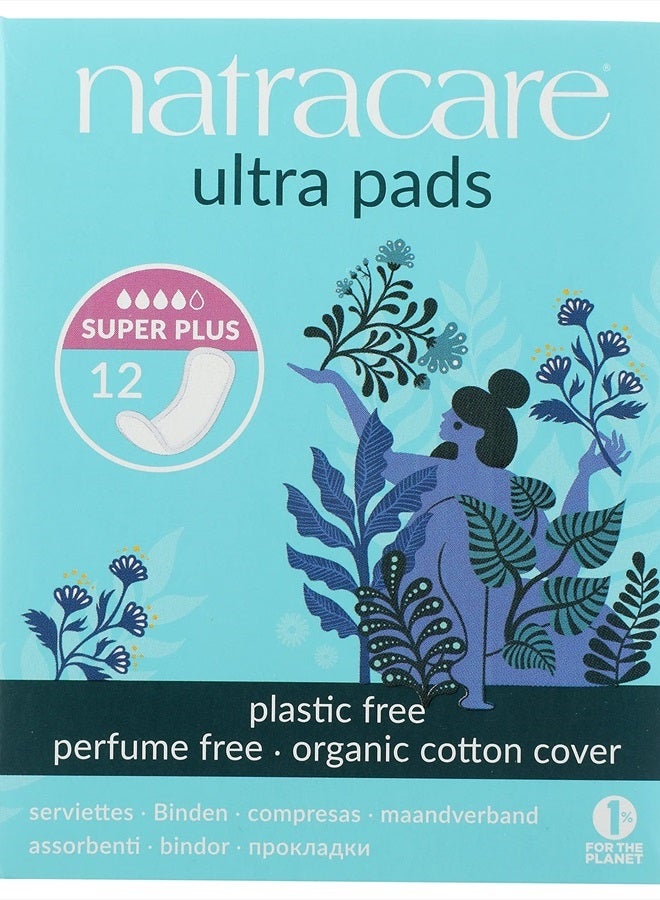 Natracare Slim Fitting Ultra Pads with Wings, Super Plus, Made with Certified Organic Cotton, Ecologically Certified Cellulose Pulp and Plant Starch (1 Pack, 12 Pads Total) - Image 4