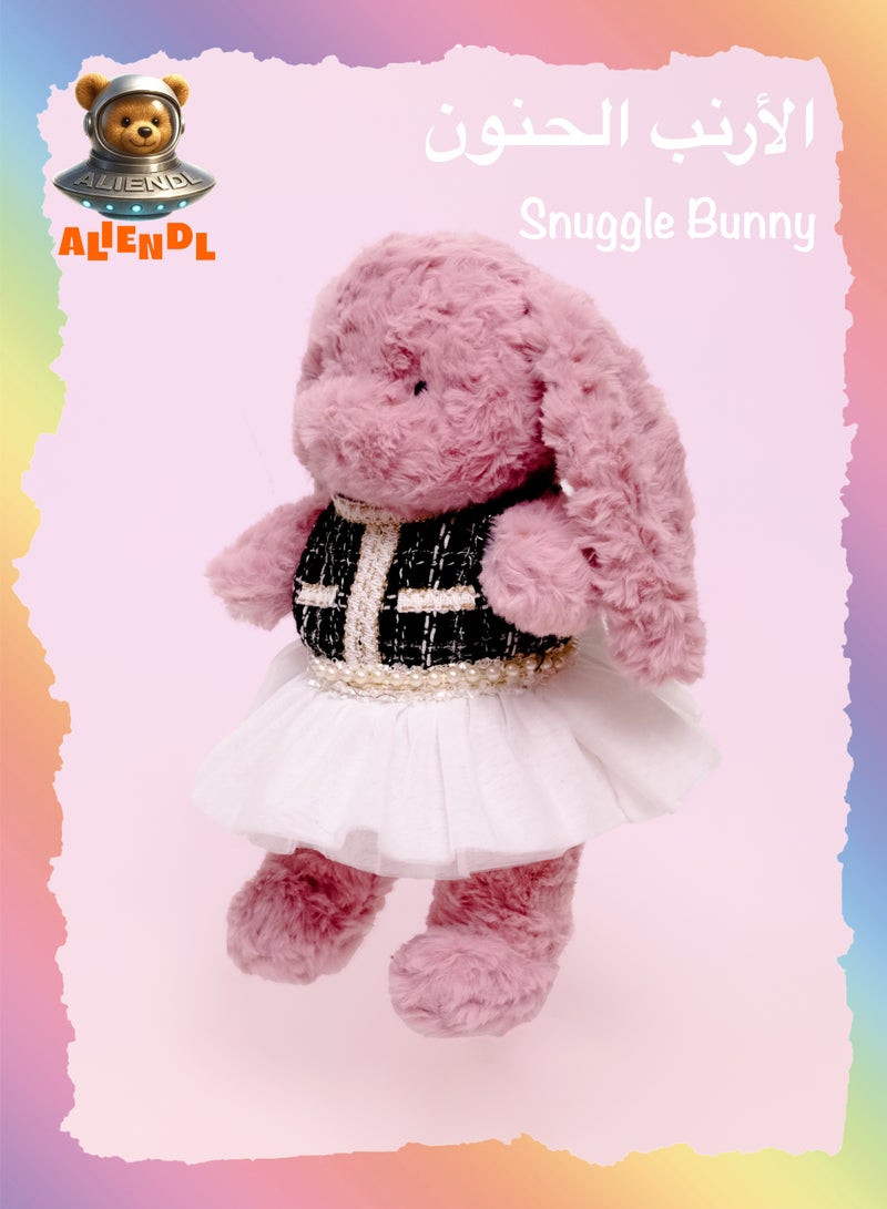 ALIENDL Snuggle Bunny –Plush Bunny Stuffed Animal Toy for Baby Kids, Soft Cute Bunny Dress Doll Gift Set with Removable Clothes & Pouch, Lovely Gift for Kids, Girls, Friends & Couples - Image 1