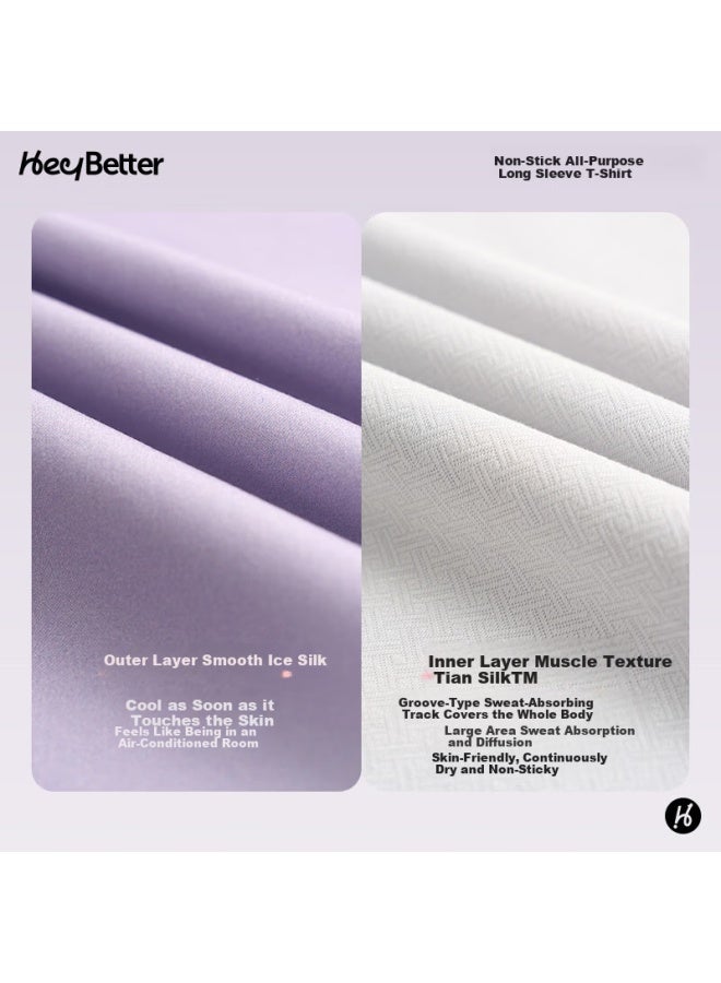 Heybetter Kids Long Sleeve T-shirt Moisture Wicking Quick Dry Non-sticky Skin-friendly Soft Star Purple 170 - Image 3