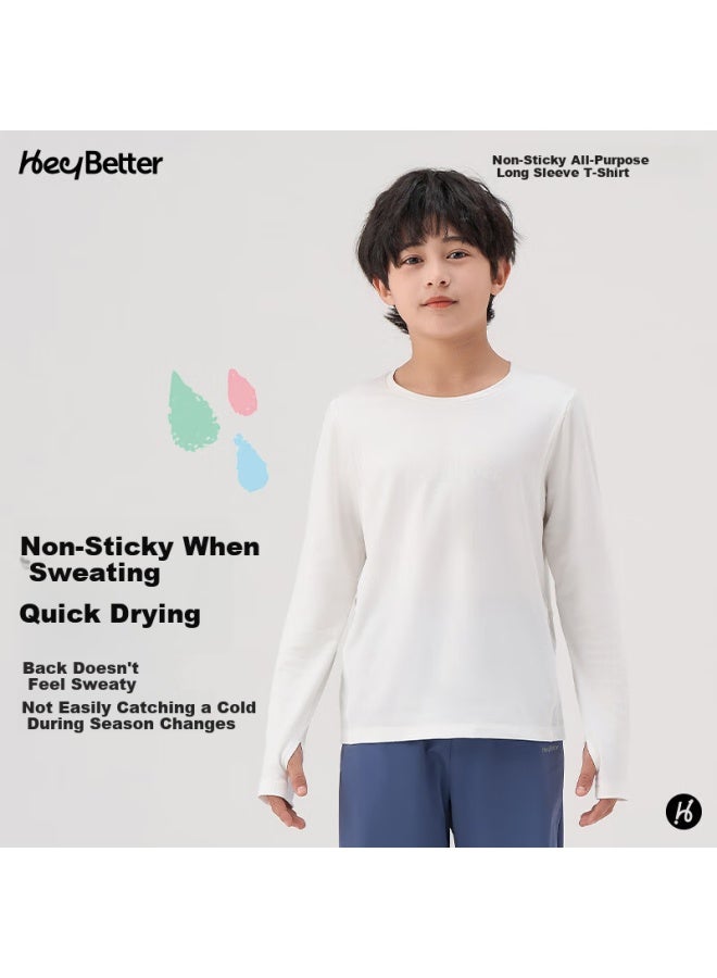 Heybetter Kids Long Sleeve T-shirt Moisture Wicking Quick Dry Non-sticky Skin-friendly Soft Star Purple 170 - Image 2