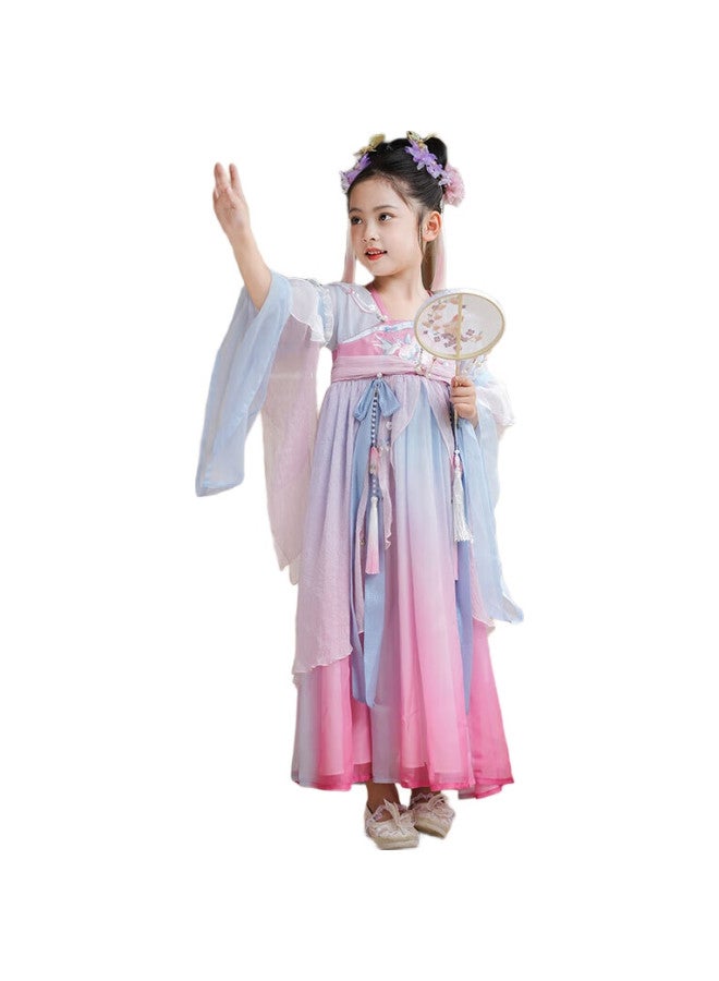 Flag Platinum Qibao Hanfu Girls' Spring New Children'S Long Sleeve Ancient Costume Dress Chutao (Without Tassel Accessories) 110 - Image 2