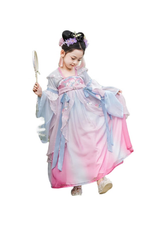Flag Platinum Qibao Hanfu Girls' Spring New Children'S Long Sleeve Ancient Costume Dress Chutao (Without Tassel Accessories) 110 - Image 3