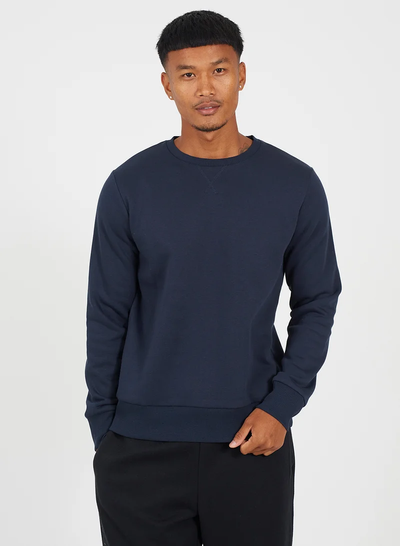 BRAVE SOUL Ribbed Crew Neck Sweatshirt
