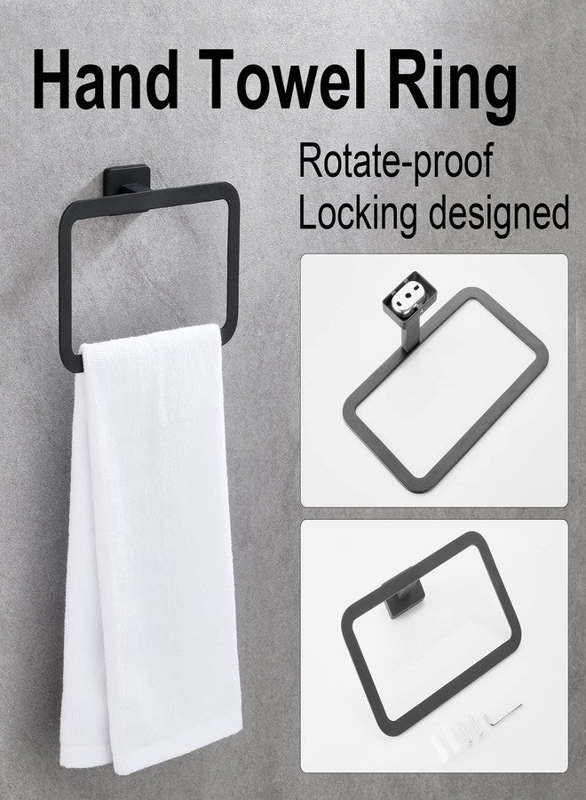 DUFU Bathroom Hardware Set, Hand Towel Bar Toilet Paper Holder Towel Ring and Robe Hook 4 Pieces, Rustproof SUS304 Stainless Steel Bathroom Accessories Kit Wall Mounted - Matt Black, 24 Inch - Image 4