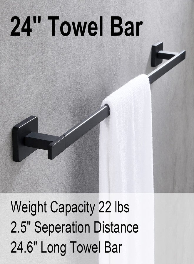 DUFU Bathroom Hardware Set, Hand Towel Bar Toilet Paper Holder Towel Ring and Robe Hook 4 Pieces, Rustproof SUS304 Stainless Steel Bathroom Accessories Kit Wall Mounted - Matt Black, 24 Inch - Image 2