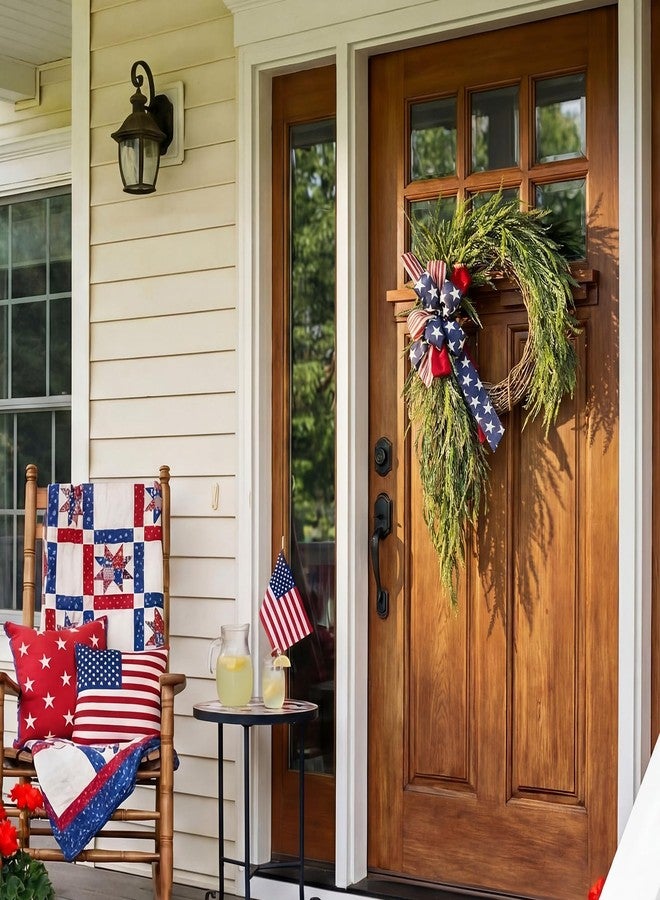 Daifunli Patriotic Wreath for Front Door 16 Inch Red White Blue Wreaths Memorial Day 250th Anniversary 4th of July American Flag Decorations for Independence Day Wall Window Home Porch Holiday Decor - Image 3