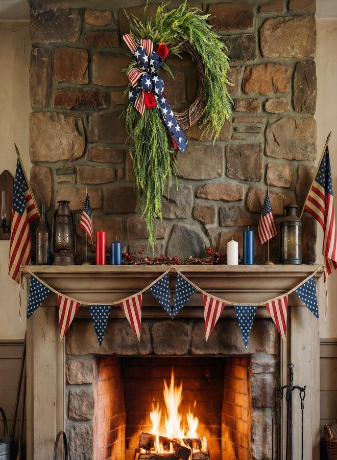 Daifunli Patriotic Wreath for Front Door 16 Inch Red White Blue Wreaths Memorial Day 250th Anniversary 4th of July American Flag Decorations for Independence Day Wall Window Home Porch Holiday Decor - Image 4