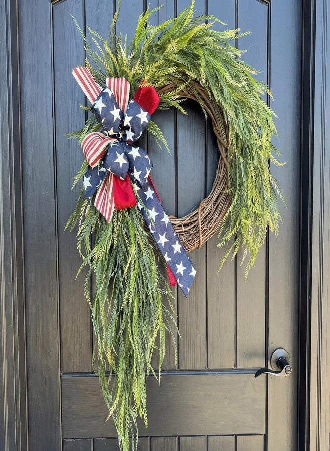 Daifunli Patriotic Wreath for Front Door 16 Inch Red White Blue Wreaths Memorial Day 250th Anniversary 4th of July American Flag Decorations for Independence Day Wall Window Home Porch Holiday Decor - Image 1