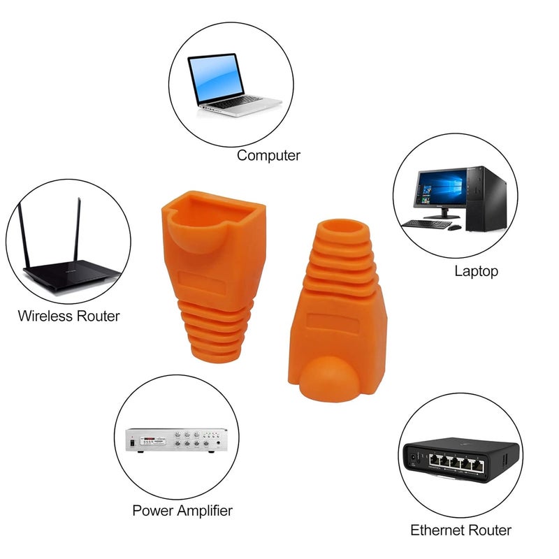 YIOVVOM كوبابا – غطاء مرن من البلاستيك لموصلات كابلات إيثرنت RJ45، يوفر حماية ضد الإجهاد ويناسب كابلات من أنواع CAT5، CAT5E، CAT6، وCAT6E، بعدد 100 قطعة، باللون الأزرق. - Image 4