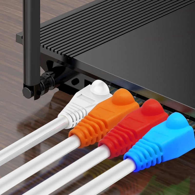 YIOVVOM كوبابا – غطاء مرن من البلاستيك لموصلات كابلات إيثرنت RJ45، يوفر حماية ضد الإجهاد ويناسب كابلات من أنواع CAT5، CAT5E، CAT6، وCAT6E، بعدد 100 قطعة، باللون الأزرق. - Image 5