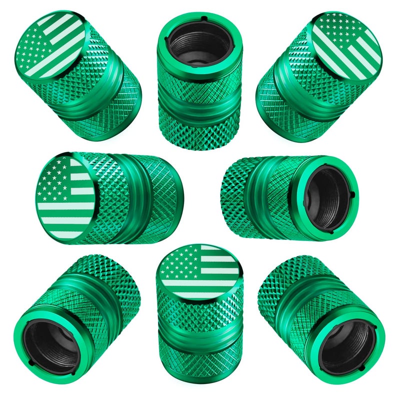 Generic Tire Valve Stem Caps for Car American Flag Tires Air Caps Cover 8 Pack Corrosion Resistant Premium Alloy Universal for SUV Truck Motorcycle Bike Green  - Image 1