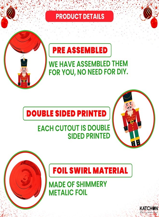 كاتشون، دوامات كسارة البندق لعيد الميلاد - عبوة من 30 قطعة، لا تحتاج إلى تركيب | زينة كسارة البندق لعيد الميلاد للاستخدام الداخلي | دوامات فويل معلقة | زينة معلقة للاستخدام الخارجي | زينة عيد الميلاد، زينة الحفلات - Image 3