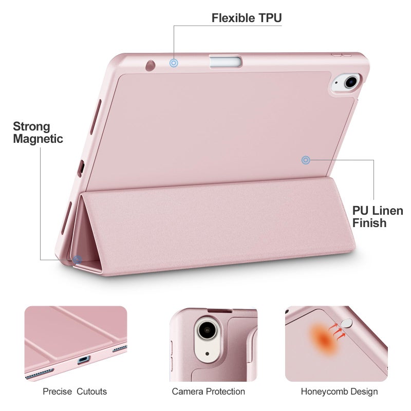 Akkerds Compatible with iPad Air 11 Inch Case 8th/7th/6th Generation (M4/M3/M2) 2026/2025/2024, for iPad Air 5th/4th Generation Case 10.9 Inch 2022/2020 with Pencil Holder[Auto Sleep/Wake], Pink - Image 3