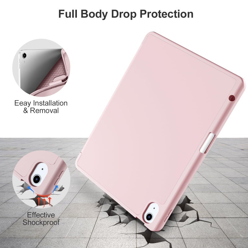 Akkerds Compatible with iPad Air 11 Inch Case 8th/7th/6th Generation (M4/M3/M2) 2026/2025/2024, for iPad Air 5th/4th Generation Case 10.9 Inch 2022/2020 with Pencil Holder[Auto Sleep/Wake], Pink - Image 4