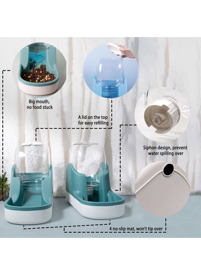Kathson - Automatic Dog Cat Feeder and Water Dispenser Set 1 Gallon Gravity Food Feeder and Waterer Big Capacity Pets Feeder for Small Medium Pets（Blue） - Image 1