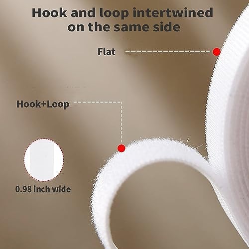 Amsthow Cinch Cable Straps Nylon Straps 39ft White 1 inch Wide Hook and Loop Roll With 50Pcs Metal Buckles Long Adjustable Management Cords Organized Cable Ties - Image 2