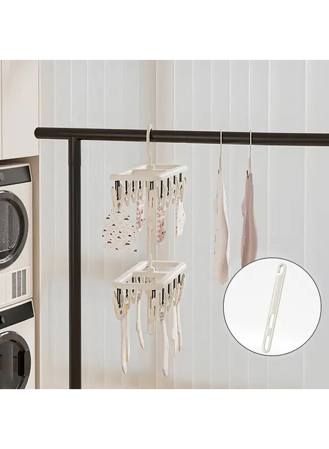 Cream 12 Clip Windproof Hanger Sock Underwear Drying Rack Closet Organizer Storage - Image 4