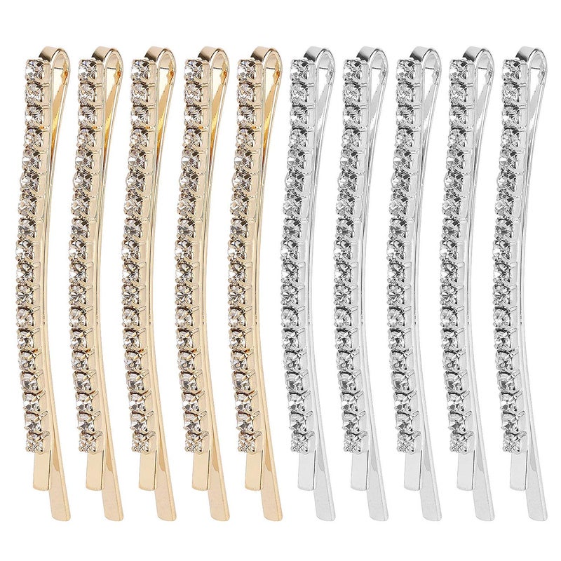 20 Pieces Rhinestone Bobby Pins Crystal Hair Clips Gold and Silver Diamond Hair Pin Sparkling Hair Barettes Sytling Decorative Accessories for Women and Girls