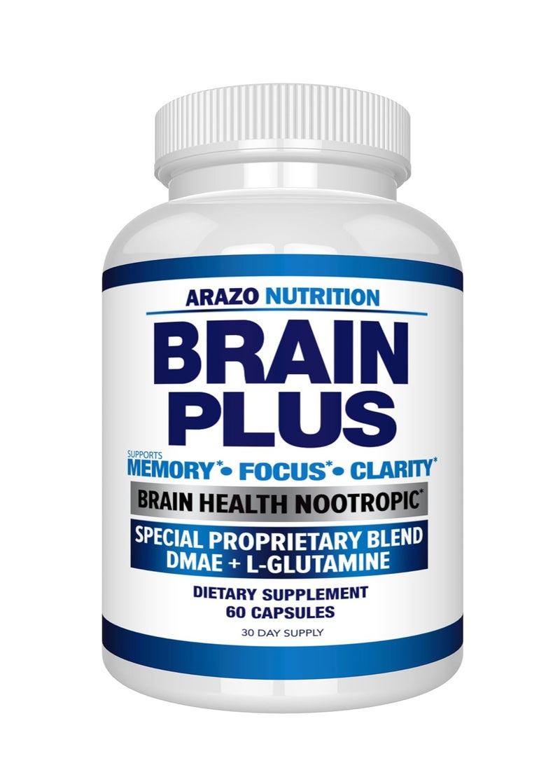 Arazo Nutrition Premium Brain Function Supplement – Memory, Focus, Clarity – Nootropic Booster with DMAE, Bacopa Monnieri, L-Glutamine, Multi Vitamins, Multi Minerals  - Image 1
