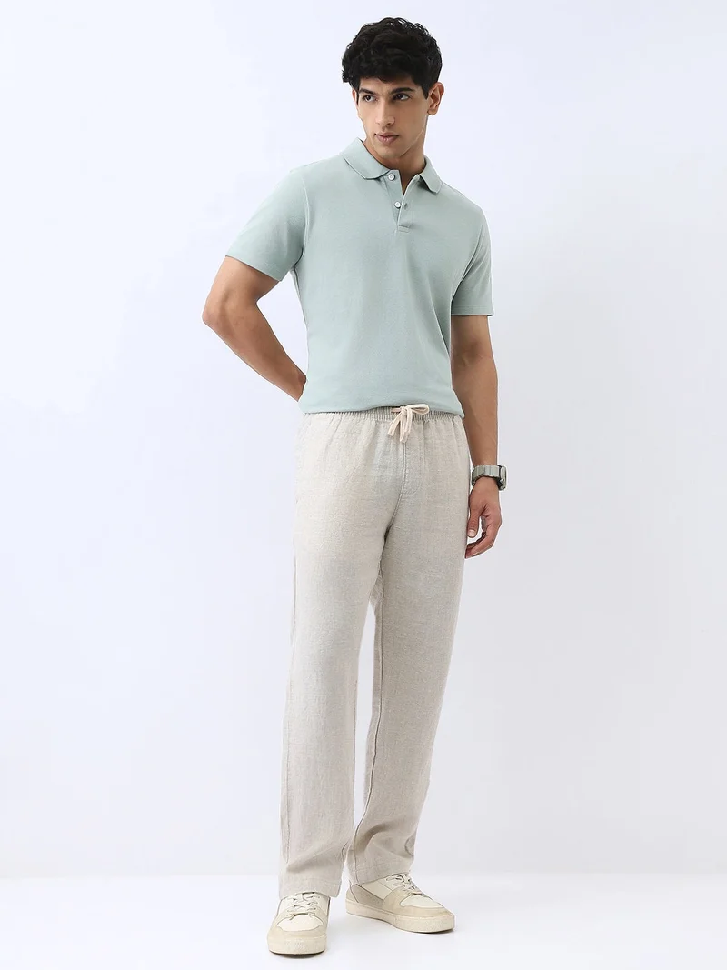 Urbano Fashion  Urbano Fashion Men's Granite Green Solid Regular Fit Half Sleeve Cotton Polo T-Shirt  | Best Price UAE