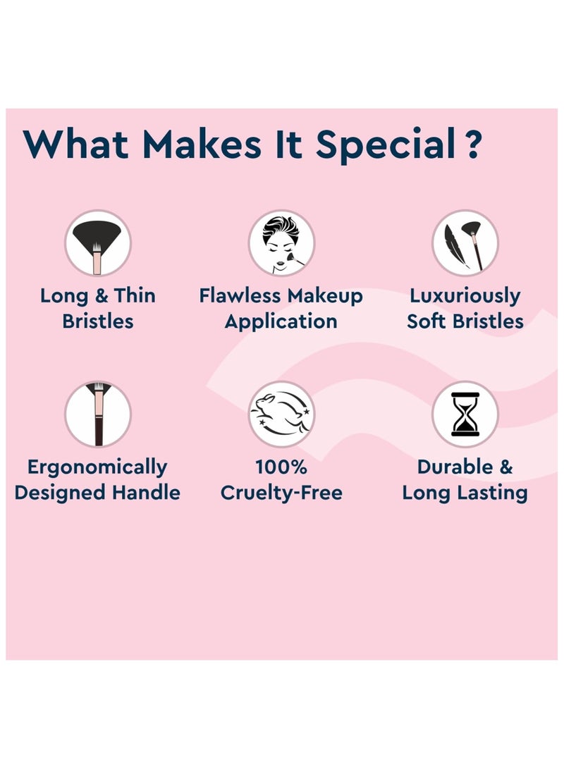 GUBB Synthetic Bristle Fan Brush Brown Professional Makeup Brush for Precise Highlighting, Contouring, and Blending Soft and Luxurious Bristles for Effortless Application - Image 2