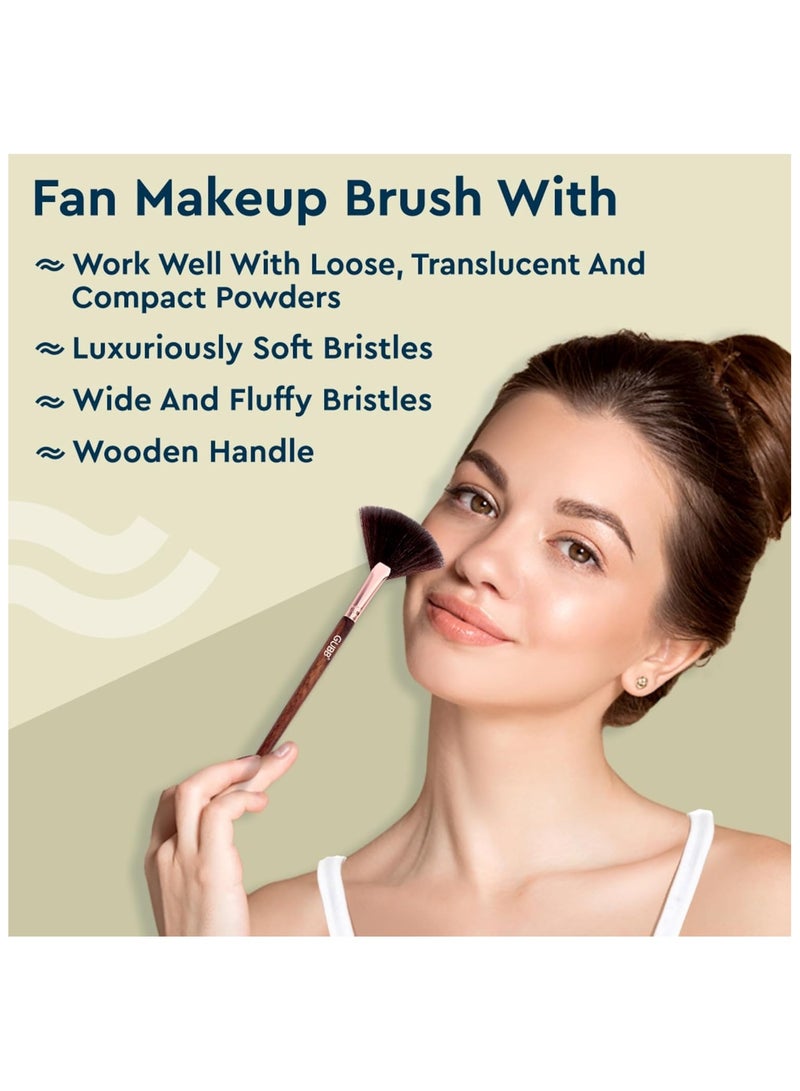 GUBB Synthetic Bristle Fan Brush Brown Professional Makeup Brush for Precise Highlighting, Contouring, and Blending Soft and Luxurious Bristles for Effortless Application - Image 4