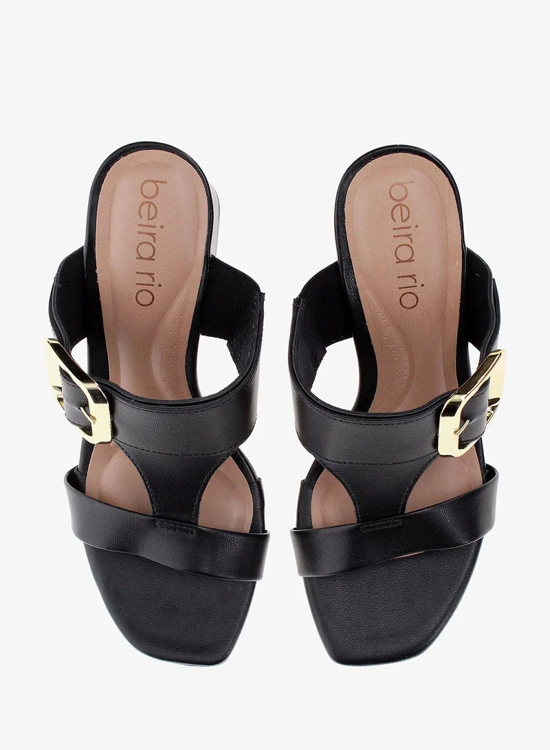 Beira Rio Black Beira Rio Women’s Mid Heel Sandals – Stylish Everyday Wear with Comfortable Support for Women | Best Price UAE