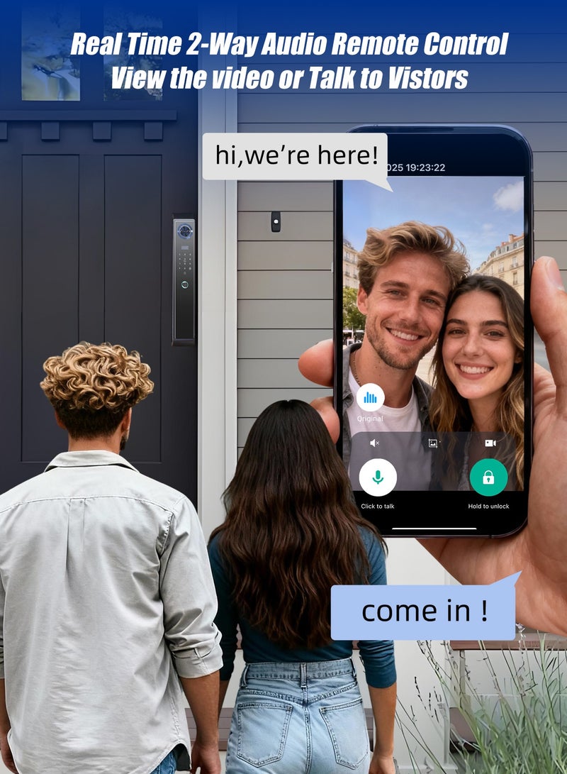 Tichondrius Ultra-Secure AI Door Lock – 100-User Biometric Home Security System with HD Cat-Eye Camera, WiFi Remote Control & Intercom, Type-C Emergency Charge, Anti-Theft Bolt & Auto Alarm, Fits 40-120 mm Doors,6068 Mortise - Image 4