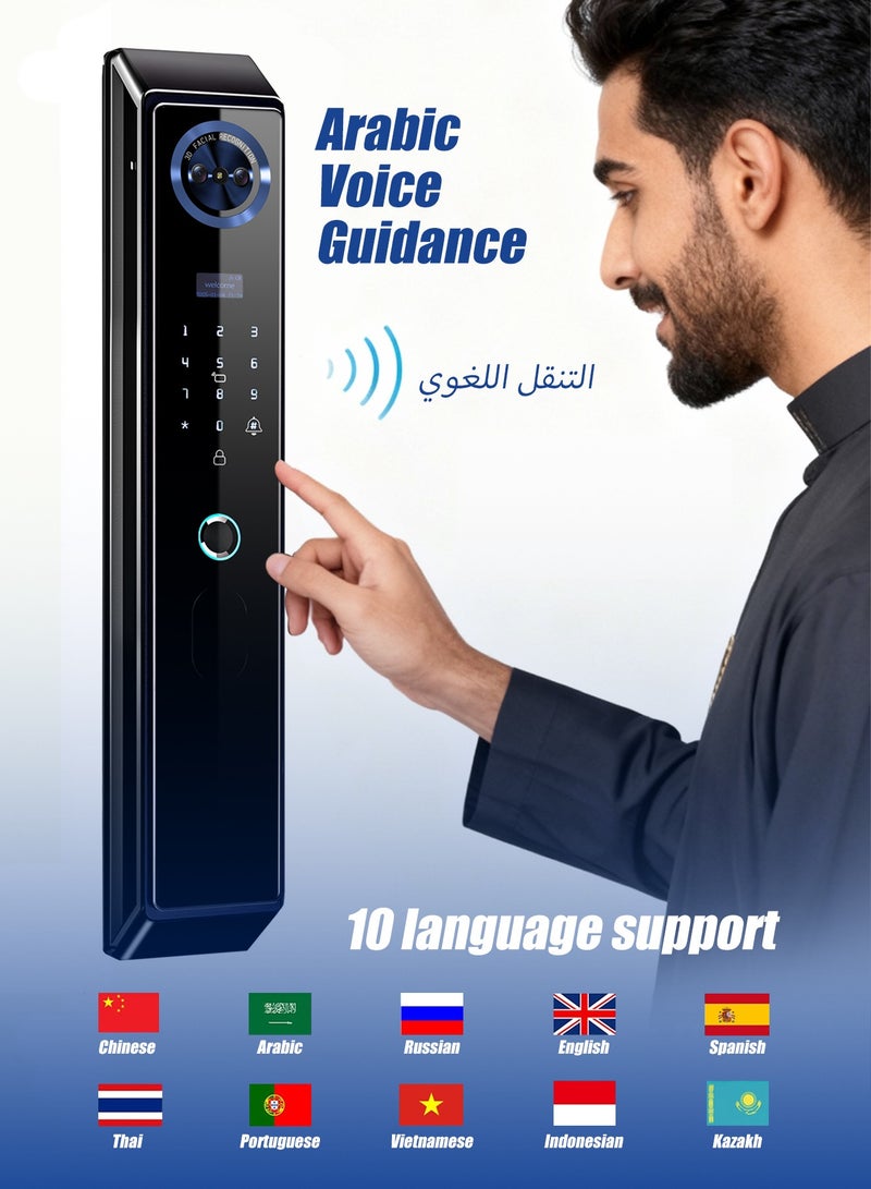 Tichondrius Ultra-Secure AI Door Lock – 100-User Biometric Home Security System with HD Cat-Eye Camera, WiFi Remote Control & Intercom, Type-C Emergency Charge, Anti-Theft Bolt & Auto Alarm, Fits 40-120 mm Doors,6068 Mortise - Image 2