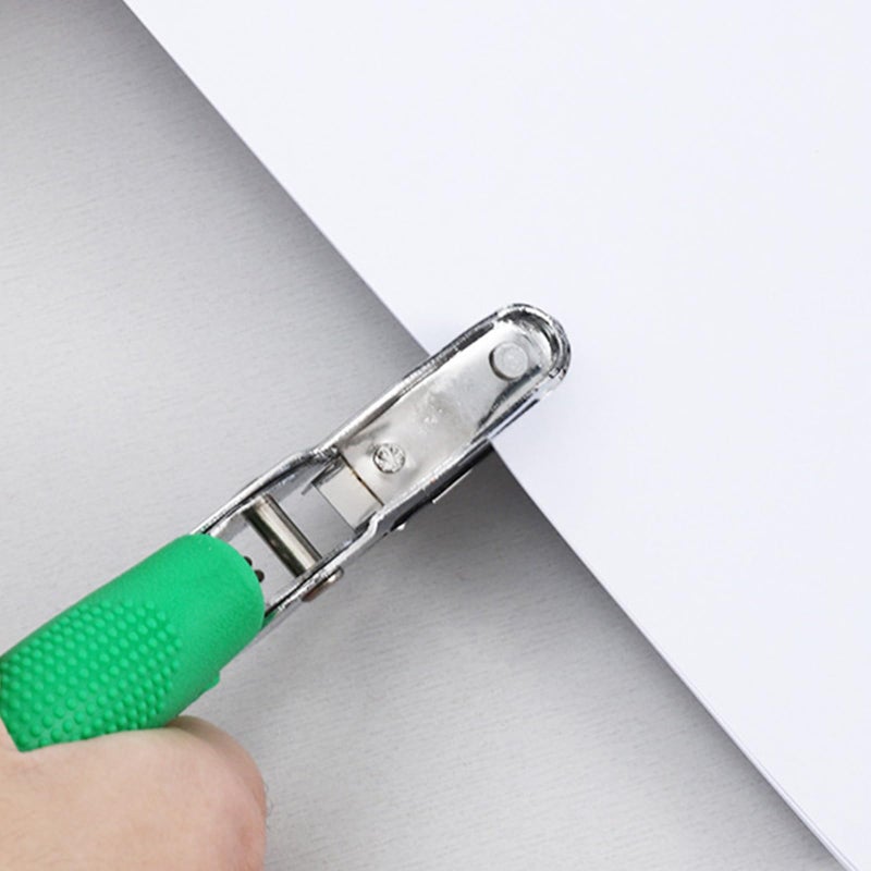 Single Hole Punch 15.5*2*6.5cm Sturdy Anti-Rust Metal Construction - Built-In Waste Catcher Soft Rubber Grip Handheld Punch for Home Office School Scrapbooking DIY Crafts - Image 5