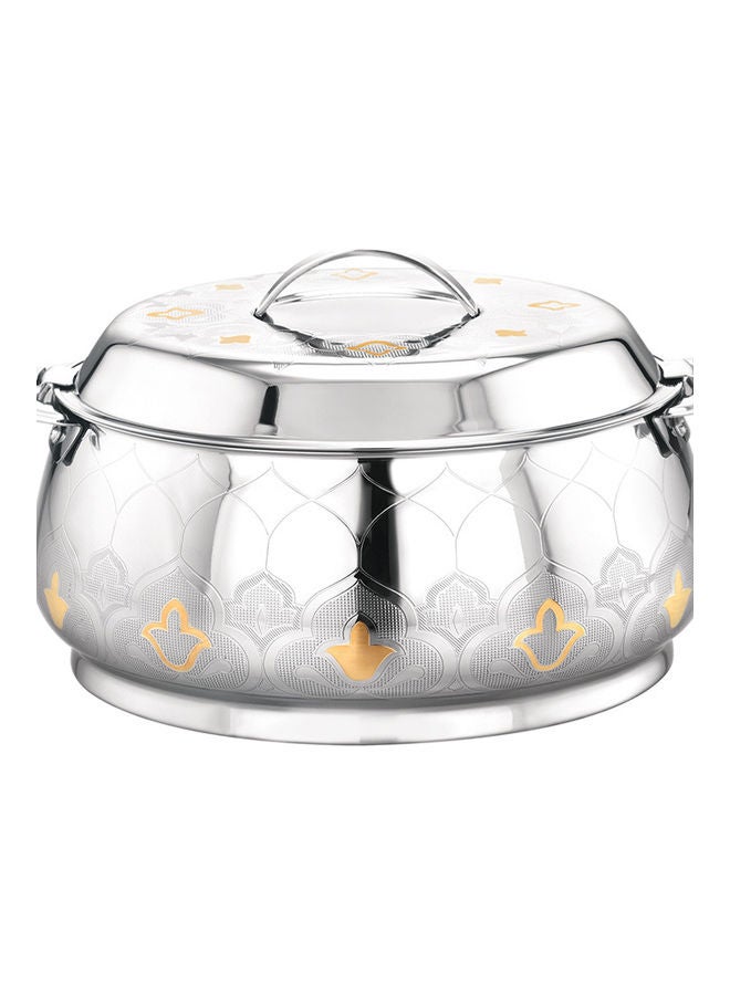 Royalford Food-Grade Hot And Cold Hotpot With Double Wall Vacuum Insulation| Firm Twist Lock To Keep Food Fresh For Long| Elegant And Unique Design Perfect For Rice Roti Curry| Silver and Golden Silver and Golden 30.5x30.5x19.5 cmml - Image 1