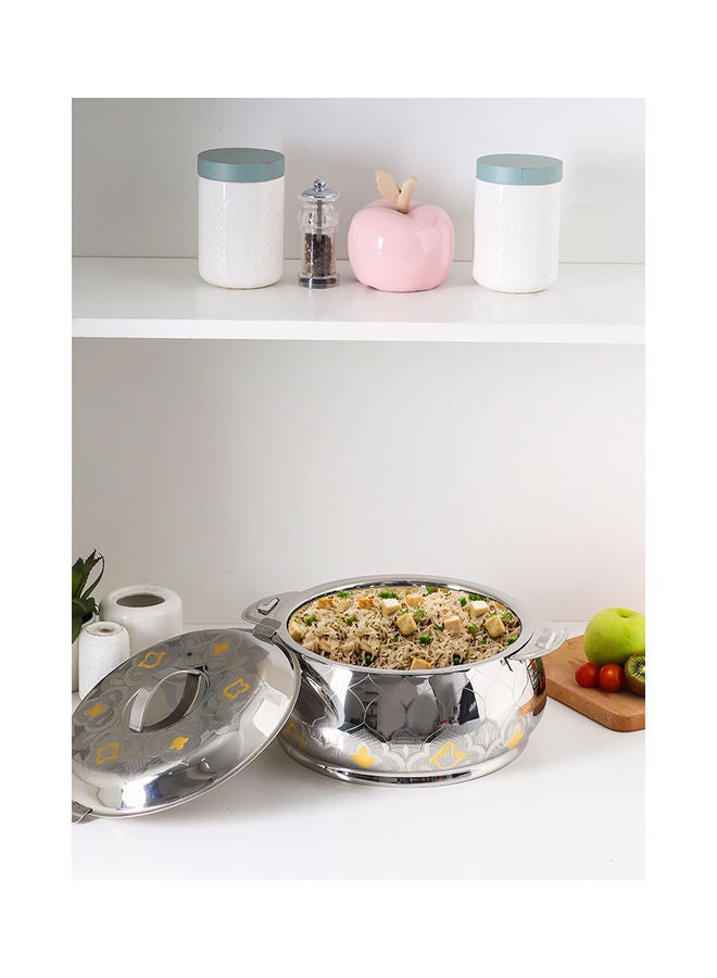Royalford Food-Grade Hot And Cold Hotpot With Double Wall Vacuum Insulation| Firm Twist Lock To Keep Food Fresh For Long| Elegant And Unique Design Perfect For Rice Roti Curry| Silver and Golden Silver and Golden 30.5x30.5x19.5 cmml - Image 4