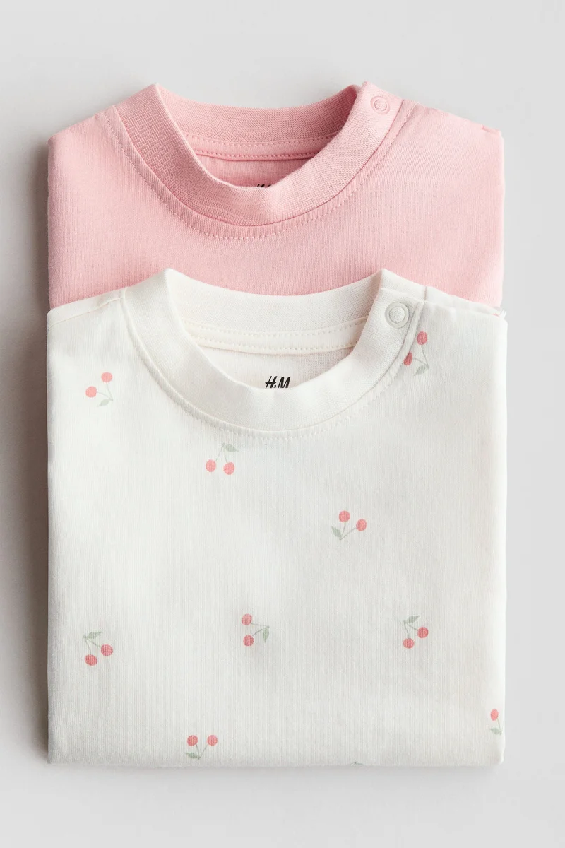 اتش اند ام تي-شيرت من القطن - عبوة قطعتين