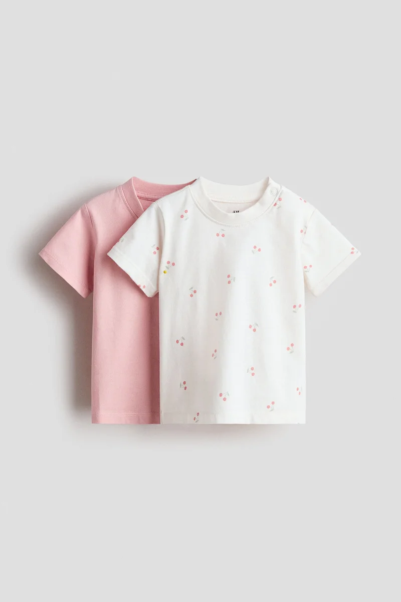 اتش اند ام تي-شيرت من القطن - عبوة قطعتين