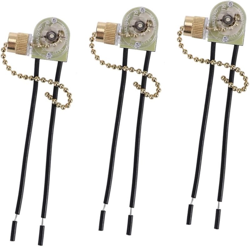 Angoily 3 حزمة سلسلة سحب مروحة سقف ذهبية بديلة سهلة التركيب تركيبات المظلة ذات السلكين - Image 1