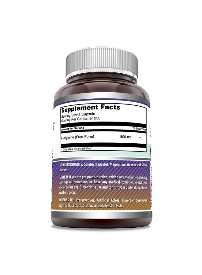 Amazing Nutrition Amazing Formulas L-Arginine Supplement | 500 Mg Per Serving | 250 Capsules | Amino Acid Supplement for Men & Women | Non-GMO | Gluten Free | Made in USA - Image 3