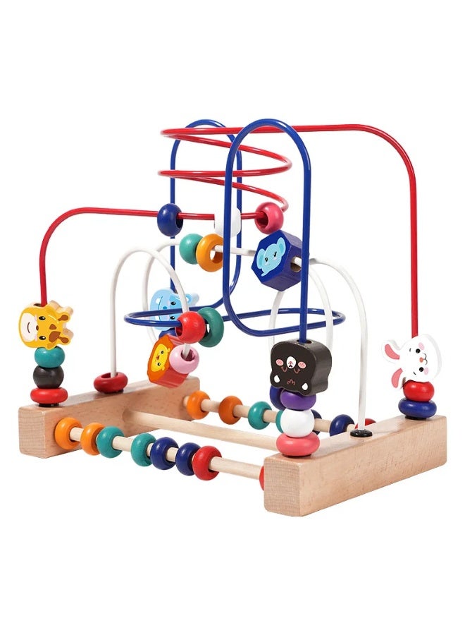 F.A.M.S Wooden Bead Maze and Abacus Toy Montessori-inspired Beaded Multi-Purpose Puzzle Building Toy Eye-Hands Cognition Training Toy for Babies and Kids - Image 2