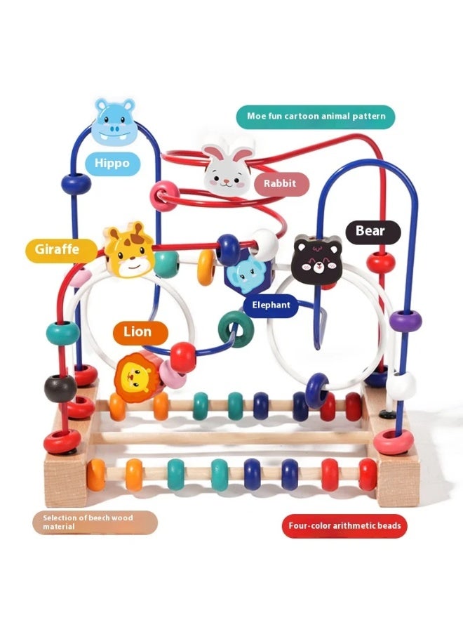 F.A.M.S Wooden Bead Maze and Abacus Toy Montessori-inspired Beaded Multi-Purpose Puzzle Building Toy Eye-Hands Cognition Training Toy for Babies and Kids - Image 3