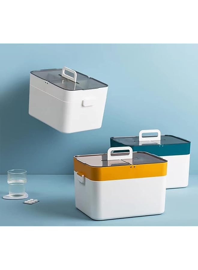 Raxoom Plastic Double‑Layer Medicine Boxes Large Capacity Medicine Chest Storage First Aid Kit Multi-Functional Medicine Family Emergency Box (yellow) - Image 3