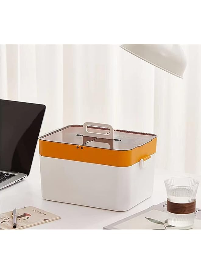 Raxoom Plastic Double‑Layer Medicine Boxes Large Capacity Medicine Chest Storage First Aid Kit Multi-Functional Medicine Family Emergency Box (yellow) - Image 5